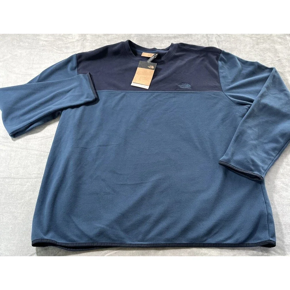NWT North Face TKA Glacier Pullover Crew Mens XXL Blue/Navy Fleece Standard Fit